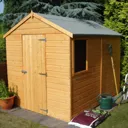 Shire Durham 8x6 Apex Dip treated Shiplap Honey brown Wooden Shed with floor - Assembly service included