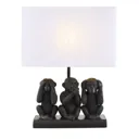Inlight Tera Three wise monkeys Grey Rectangular Table lamp