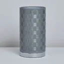 Inlight Hektor Woven Polished Silver effect LED Cylinder Table lamp