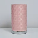 Inlight Hektor Polished Pink Woven effect LED Cylinder Table lamp