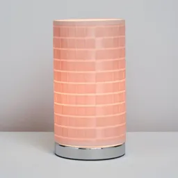 Inlight Hektor Polished Pink Woven effect LED Cylinder Table lamp