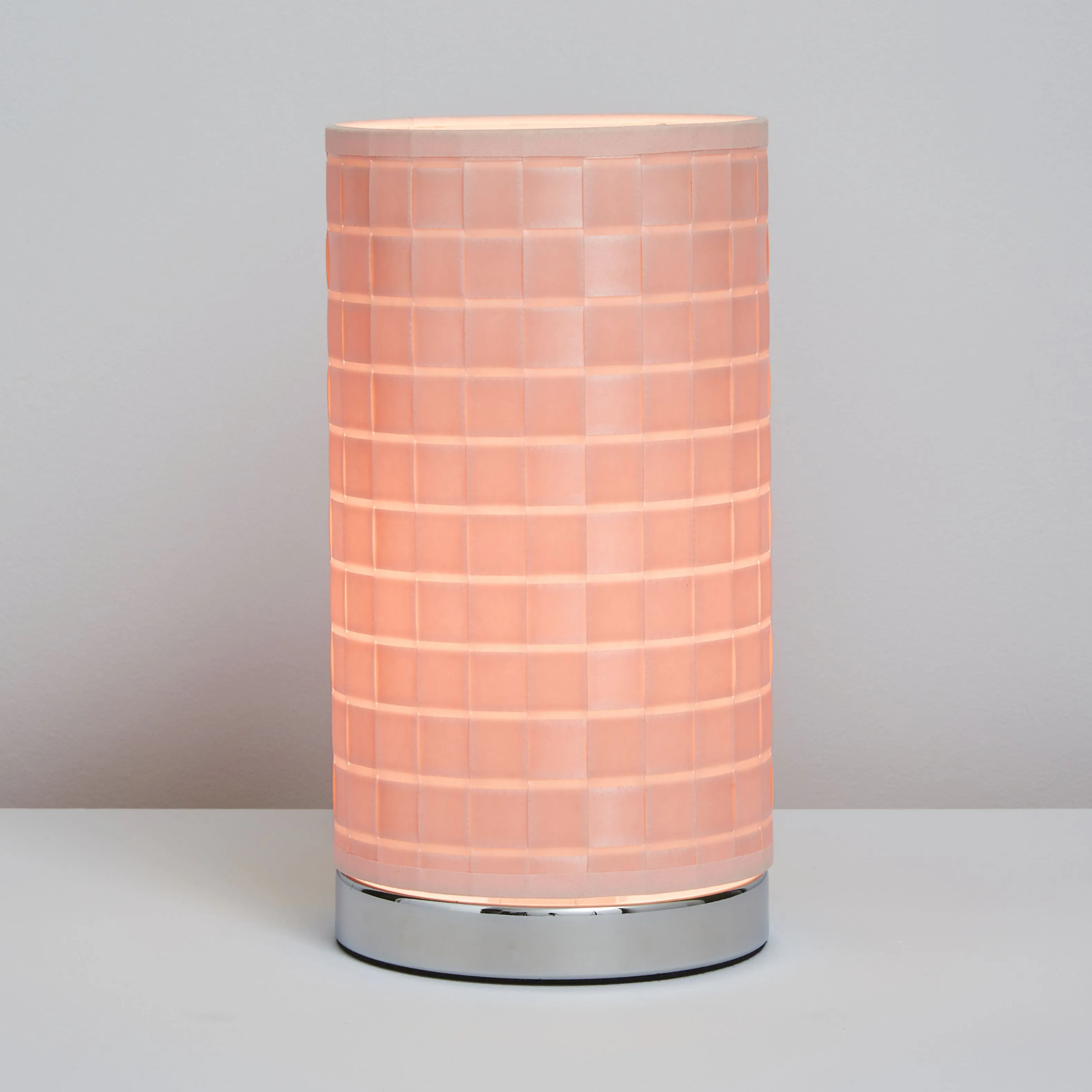 Inlight Hektor Polished Pink Woven effect LED Cylinder Table lamp