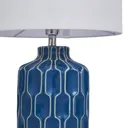 The Lighting Edit Berg Geometric Blue Chrome effect LED Cylinder Table lamp