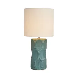 The Lighting Edit Mona Scalloped Turquoise LED Cylinder Table lamp