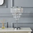 The Lighting Edit Schorr Crystal Polished Chrome effect LED Round Table lamp