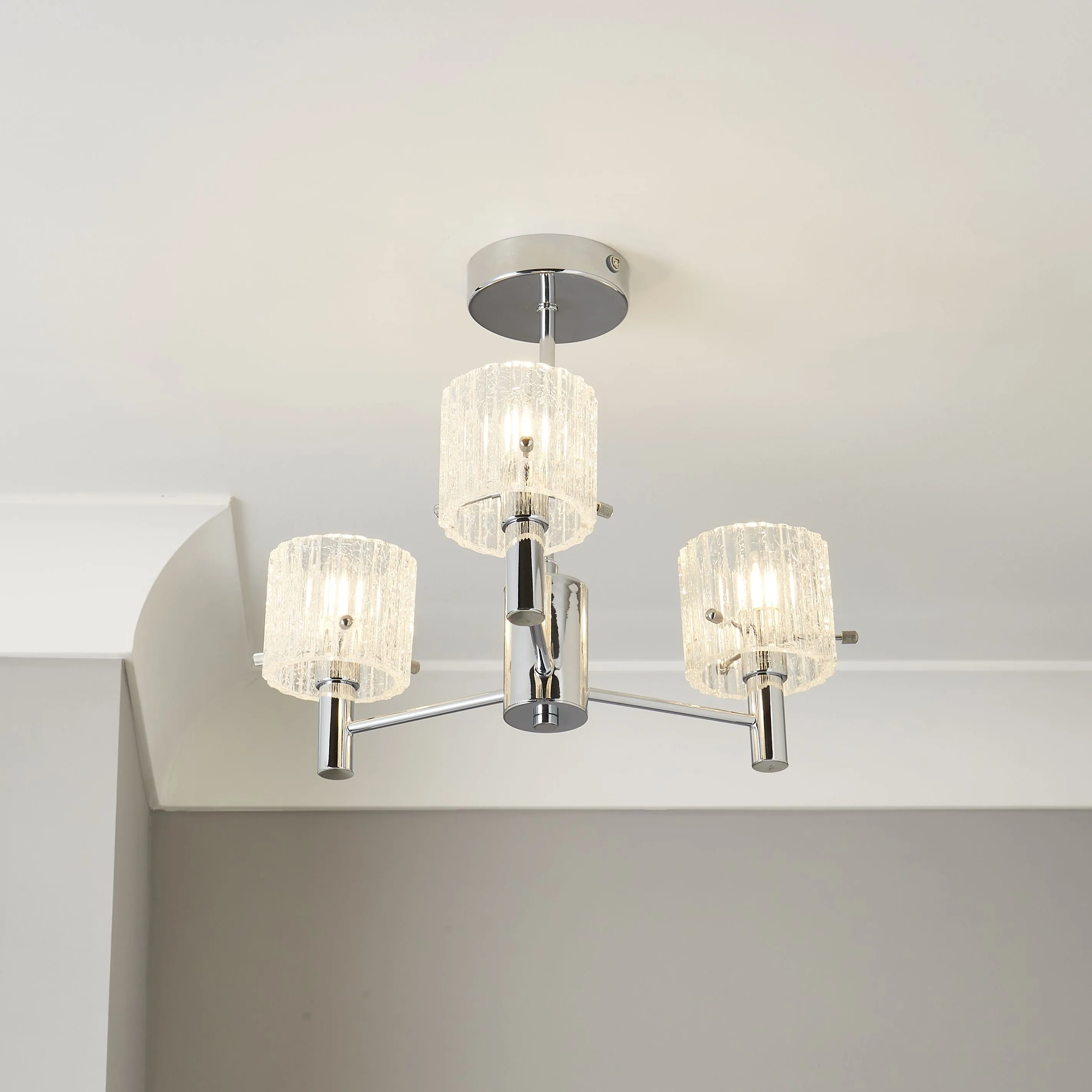 Genie Transparent Chrome effect 3 Lamp Bathroom Ceiling light