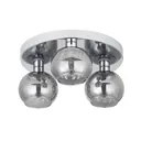 Guava Beaded Chrome & smoked glass effect 3 Lamp Bathroom Ceiling light