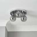 Guava Beaded Chrome & smoked glass effect 3 Lamp Bathroom Ceiling light