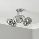 Elevate Chrome & smoked glass effect 5 Lamp Ceiling light