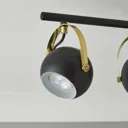 Azure Matt Black Brass effect Mains-powered 4 lamp Spotlight bar