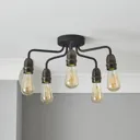 KYAT Matt Black & bronze 5 Lamp Ceiling light