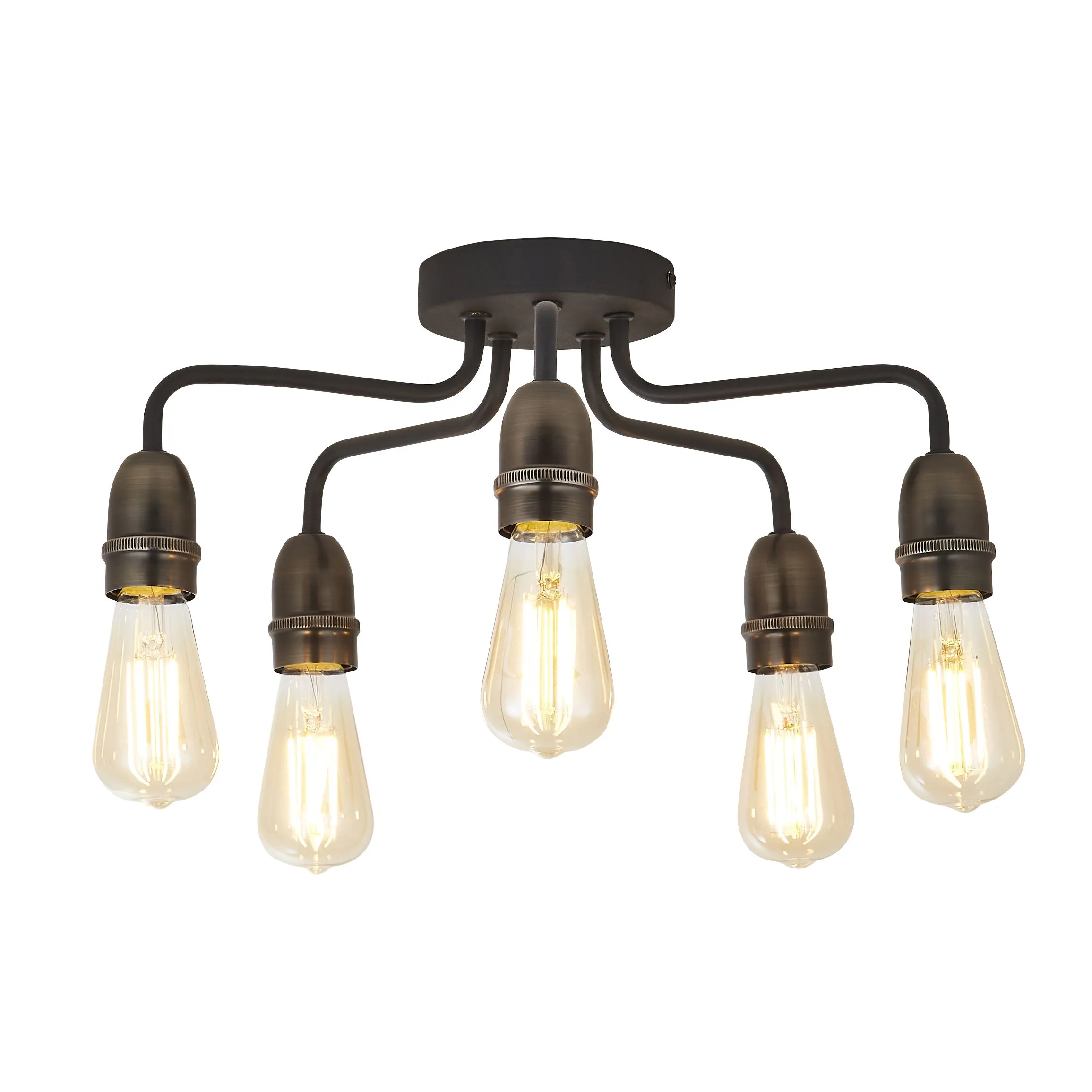 KYAT Matt Black & bronze 5 Lamp Ceiling light