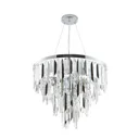 The Lighting Edit Poly Crystal droppers Chrome effect 5 Lamp Pendant ceiling light, (Dia)500mm