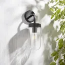 Zinc Mount Non-adjustable Matt Black Mains-powered LED Outdoor Curved Wall lantern (Dia)11cm