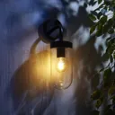 Zinc Mount Non-adjustable Matt Black Mains-powered LED Outdoor Curved Wall lantern (Dia)11cm