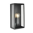 Zinc Thora Non-adjustable Matt Black Mains-powered LED Outdoor Box Wall lantern (Dia)10cm
