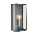 Zinc Thora Non-adjustable Matt Anthracite Charcoal effect Mains-powered LED Outdoor Box Wall lantern (Dia)10cm