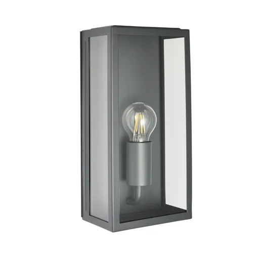 Zinc Thora Non-adjustable Matt Anthracite Charcoal effect Mains-powered LED Outdoor Box Wall lantern (Dia)10cm