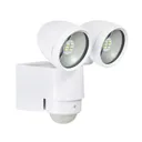 Zinc Oust White Mains-powered Cool white Outdoor LED PIR Double floodlight 480lm