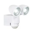 Zinc Oust White Mains-powered Cool white Outdoor LED PIR Double floodlight 480lm