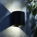 Zinc Pico Non-adjustable Matt Black Mains-powered LED Outdoor Curved Wall light 620lm (Dia)11cm