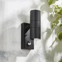 Zinc Odin Non-adjustable Matt Black LED PIR Motion sensor Outdoor Up down Wall light 7W
