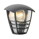 Zinc Perdy Non-adjustable Matt Black Mains-powered LED Outdoor Curved Wall lantern (Dia)17.9cm