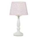 Glow Thea Spindle Printed White Wooden effect LED Circular Table lamp