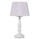 Glow Thea Spindle Printed White Wooden effect LED Circular Table lamp