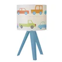 Glow Anwar Car Printed Multicolour Wooden effect LED Tripod Table lamp