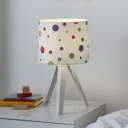 Glow Beacon Dots Printed Multicolour Wooden effect LED Tripod Table lamp
