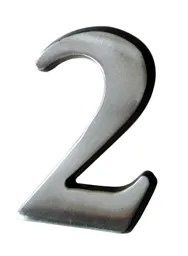 The House Nameplate Company Brushed Silver effect Aluminium Self-adhesive House number 2, (H)50mm (W)25mm