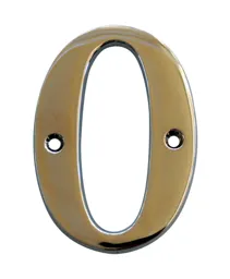 The House Nameplate Company Polished Chrome effect Metal House number 0, (H)100mm (W)63mm