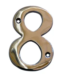 The House Nameplate Company Polished Chrome effect Metal House number 8, (H)100mm (W)63mm