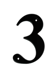 The House Nameplate Company Polished Black Aluminium House number 3, (H)100mm (W)65mm
