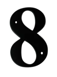 The House Nameplate Company Polished Black Aluminium House number 8, (H)100mm (W)65mm