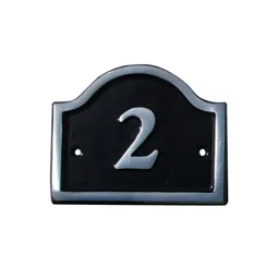 The House Nameplate Company Polished Black Aluminium House number 2, (H)120mm (W)160mm