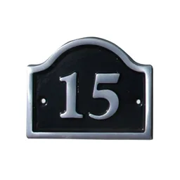 The House Nameplate Company Polished Black Aluminium House number 15, (H)120mm (W)160mm