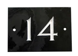 The House Nameplate Company Black & white Slate Rectangular House number 14, (H)102mm (W)140mm