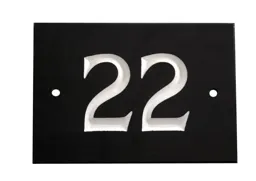 The House Nameplate Company Black & white Slate Rectangular House number 22, (H)102mm (W)140mm