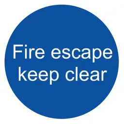 Fire escape keep clear Fire information sign, (H)100mm (W)100mm