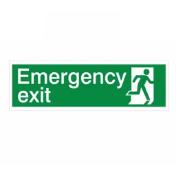 Emergency exit Self-adhesive labels, (H)125mm (W)400mm