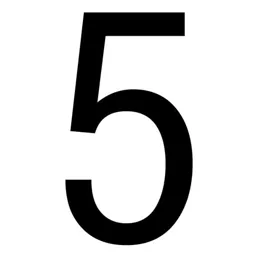 The House Nameplate Company Gloss Black uPVC Self-adhesive House number 5, (H)60mm (W)40mm