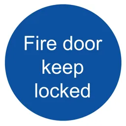 Fire door keep locked Fire information sign, (H)100mm (W)100mm