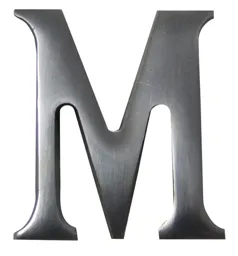 The House Nameplate Company Brushed Silver effect Aluminium Self-adhesive House letter M, (H)40mm (W)25mm