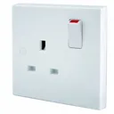 BG White Single 13A Switched Socket with White inserts