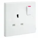 BG White Single 13A Switched Socket with White inserts
