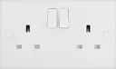 BG White Double 13A Switched Socket with White inserts