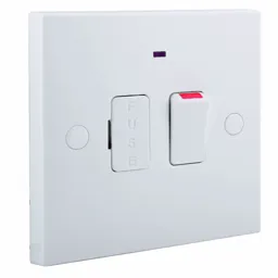 BG White 13A 1 way Raised square profile Screwed Switched Neon indicator Fused connection unit