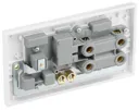 BG White Double Cooker switch & socket with neon & White inserts